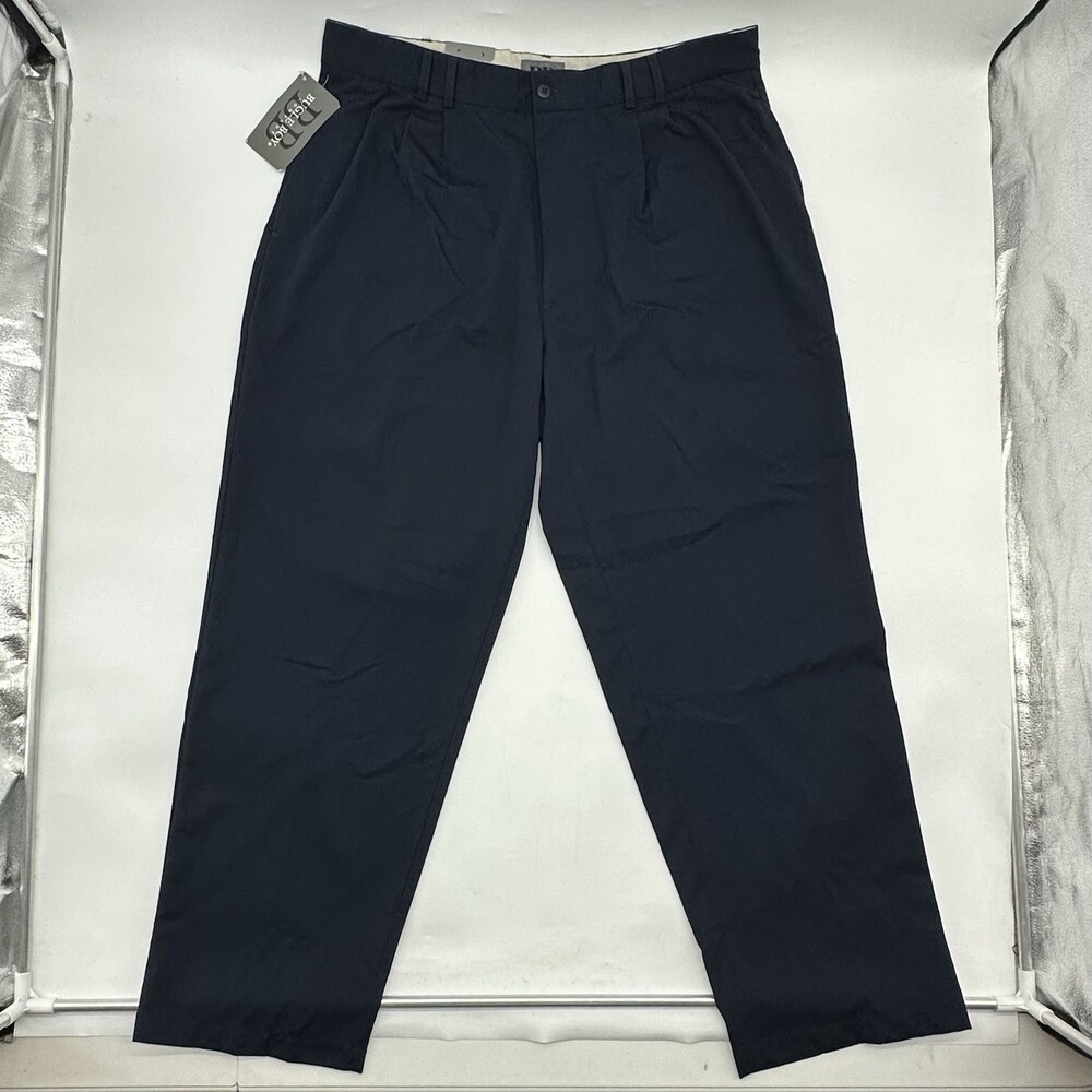 Vintage Bugle Boy Company Size 38x30 Navy Pleated Straight Leg Dress Pant NWT